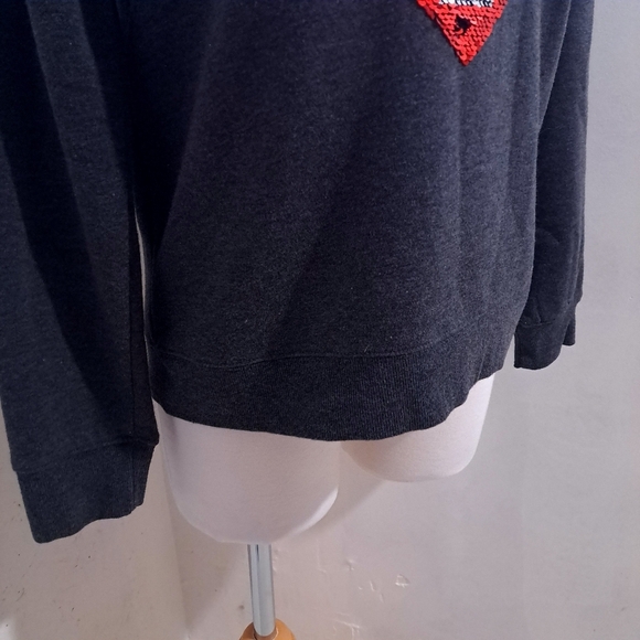 Paraphrase | Sequin Heart Wine Glass Sweater - Gray and Red - Picture 4 of 9